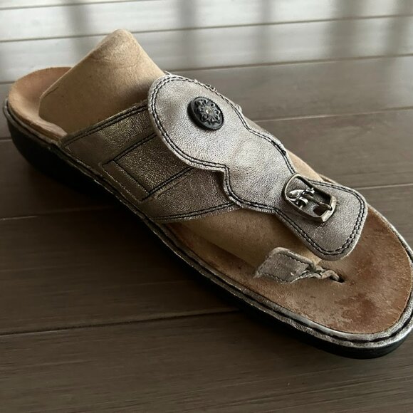 Finn Comfort Wichita Sandal Thong Flip Flop Pewter Silver Leather Size 42 Metall - Picture 13 of 15